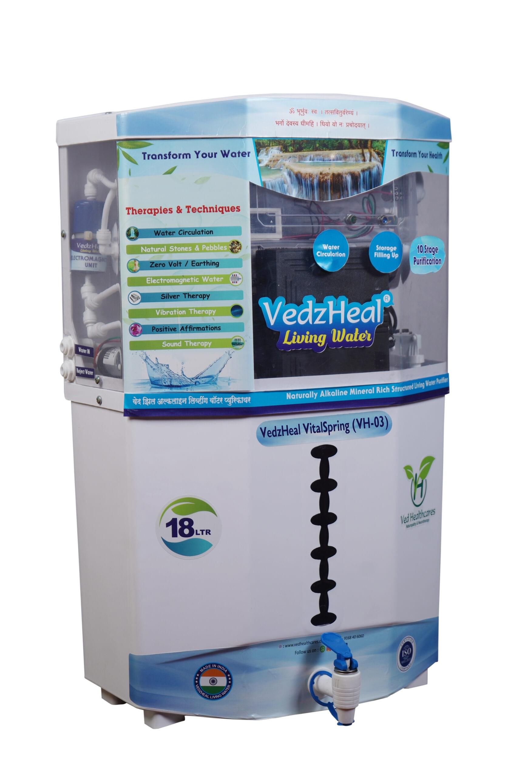 VedzHeal Alkaline Living Water Purifier VH03 || Naturally Alkaline Mineral Rich Structured Living Water Purifier With Holistic Approach (18_ltrs) - Image 2
