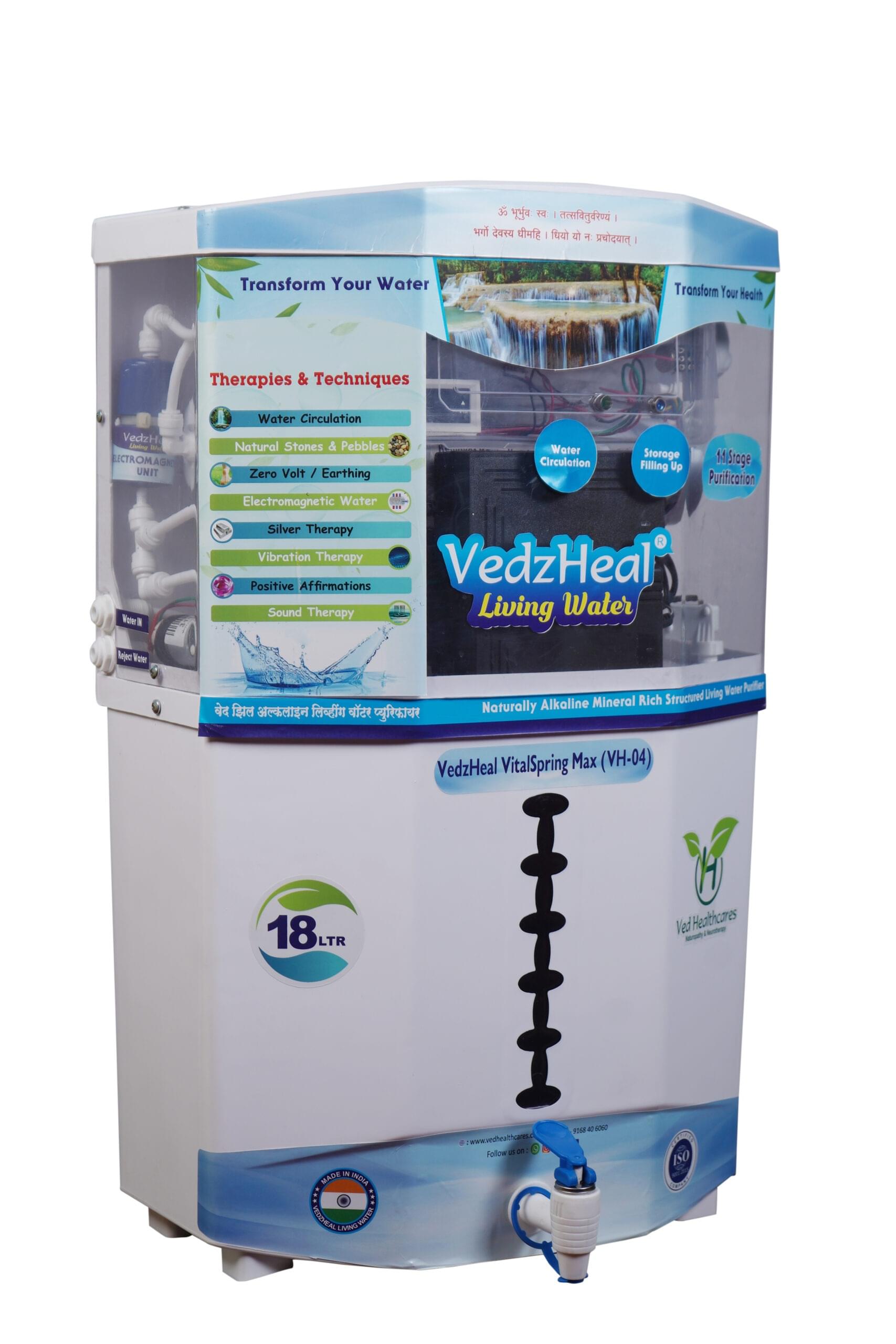 VedzHeal Alkaline Living Water Purifier Max VH04 || Naturally Alkaline Mineral Rich Structured Living Water Purifier With Membrane & Holistic Approach (18_ltrs) - Image 2